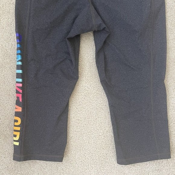 Ideology Crop Leggings Womens XL Run Like A Girl Colorful Capri Yoga Pants Grey - Picture 11 of 11